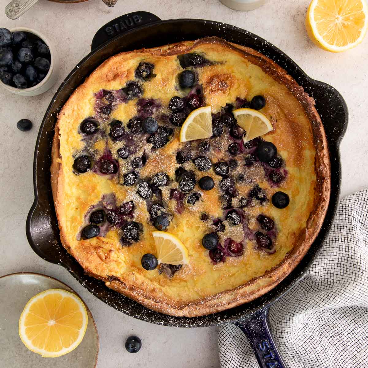Gluten-Free Lemon Blueberry Dutch Baby